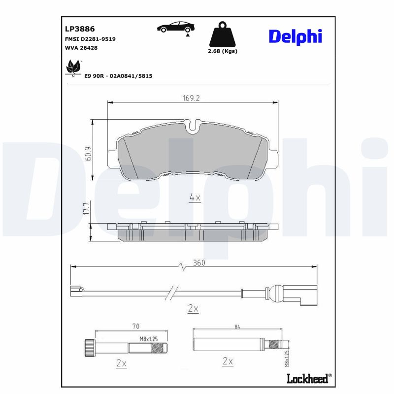 DELPHI LP3886 Kit pastiglie...