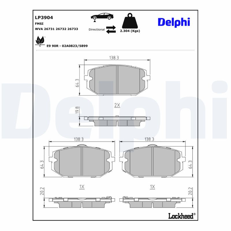 DELPHI LP3904 Kit pastiglie...
