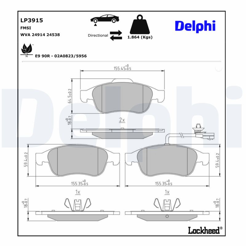 DELPHI LP3915 Kit pastiglie...