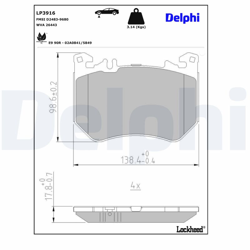 DELPHI LP3916 Kit pastiglie...