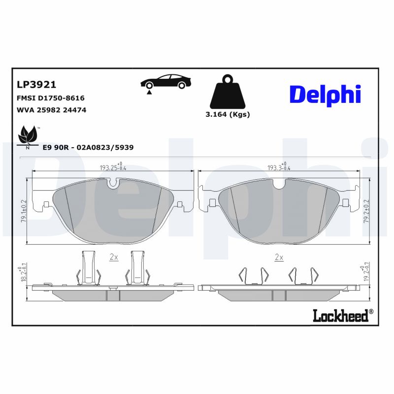 DELPHI LP3921 Kit pastiglie...