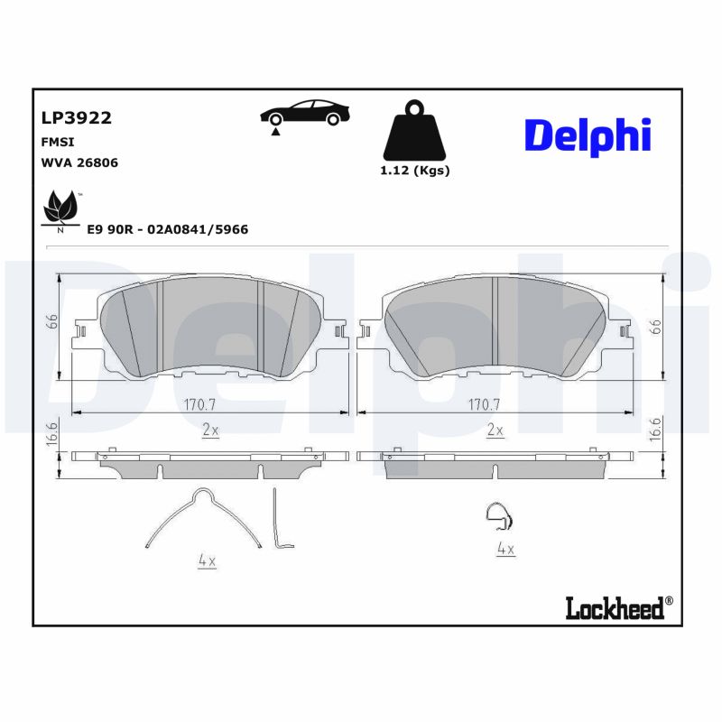 DELPHI LP3922 Kit pastiglie...