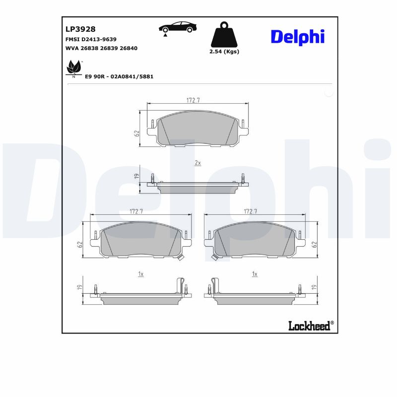 DELPHI LP3928 Kit pastiglie...
