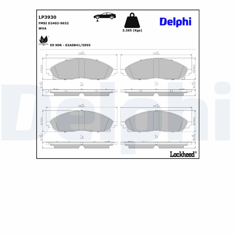 DELPHI LP3930 Kit pastiglie...