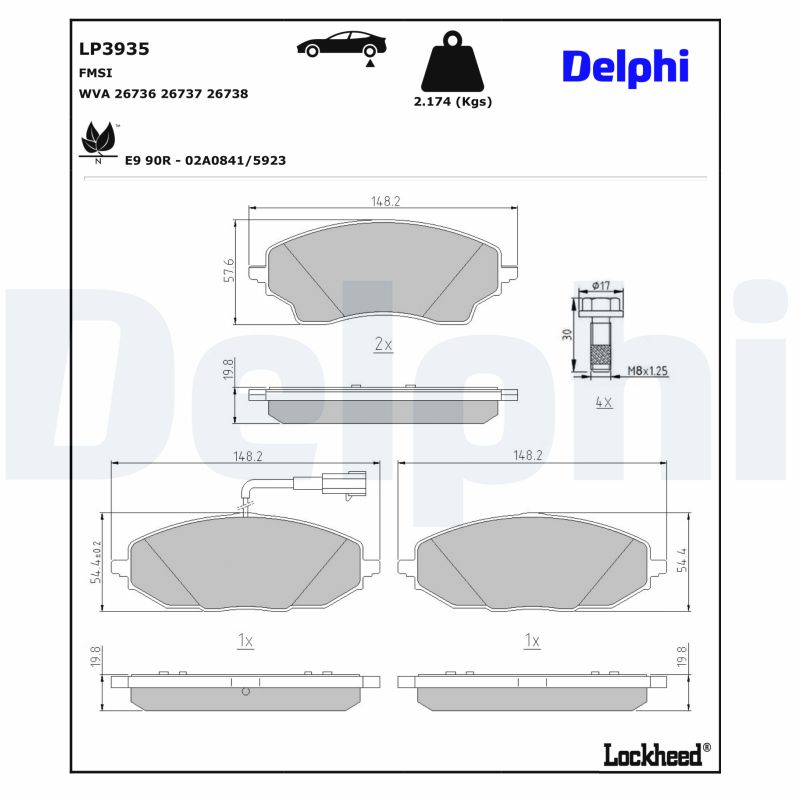 DELPHI LP3935 Kit pastiglie...