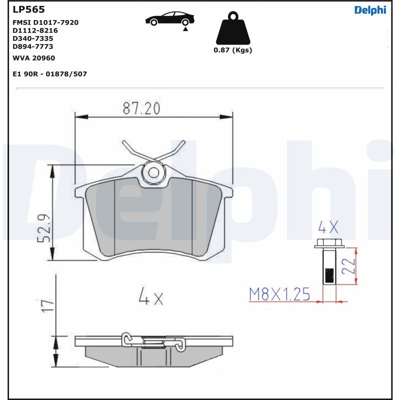 DELPHI LP565 Kit pastiglie freno, Freno a disco-Kit pastiglie freno, Freno a disco-Ricambi Euro