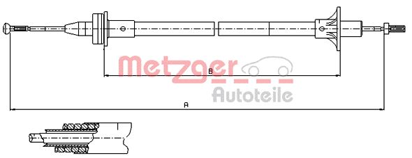 METZGER 10.2412 Seilzug, Kupplungsbetätigung