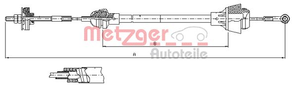 METZGER 10.3601 Seilzug, Kupplungsbetätigung