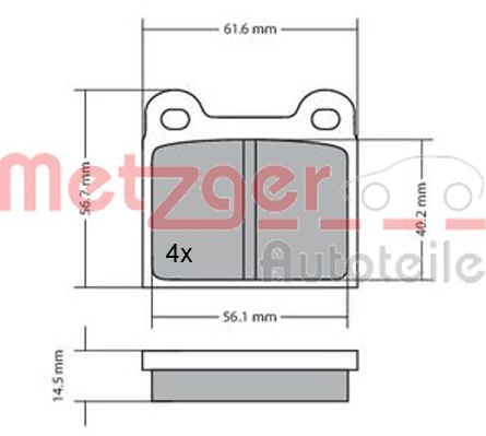 METZGER 1170003 Bremsbelagsatz, Scheibenbremse