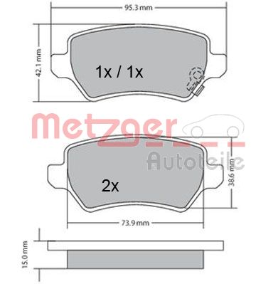 METZGER 1170004 Bremsbelagsatz, Scheibenbremse