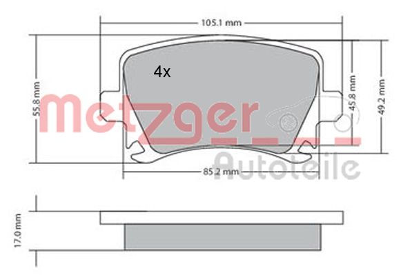METZGER 1170005 Bremsbelagsatz, Scheibenbremse