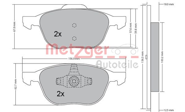 METZGER 1170008 GREENPARTS Bremsbelagsatz, Scheibenbremse