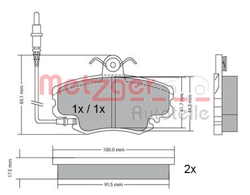 METZGER 1170009 Bremsbelagsatz, Scheibenbremse