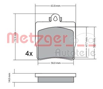 METZGER 1170016 Bremsbelagsatz, Scheibenbremse