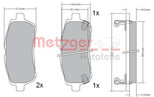 METZGER 1170017 Bremsbelagsatz, Scheibenbremse