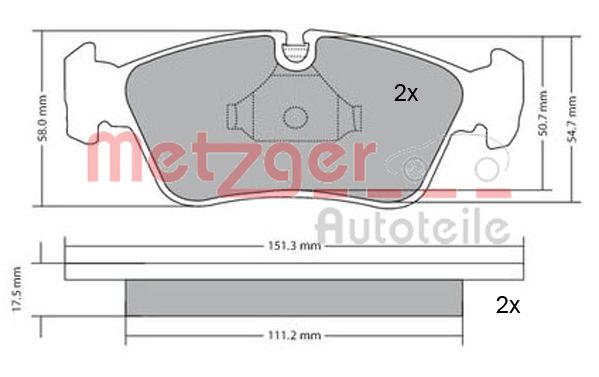 METZGER 1170019 Bremsbelagsatz, Scheibenbremse