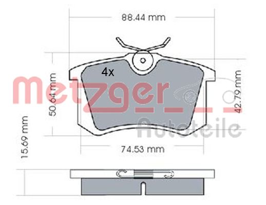 METZGER 1170022 Bremsbelagsatz, Scheibenbremse