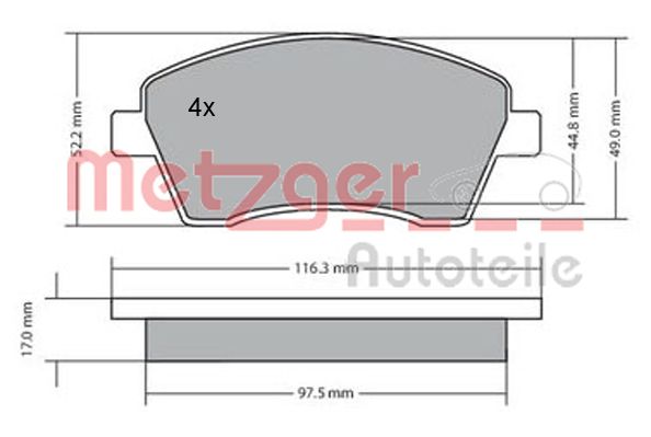 METZGER 1170029 GREENPARTS Bremsbelagsatz, Scheibenbremse