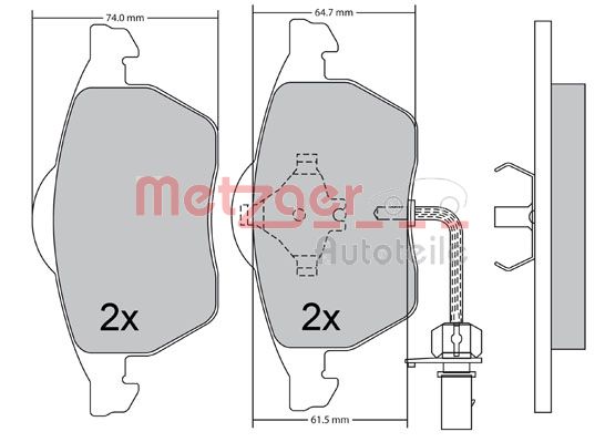METZGER 1170036 Bremsbelagsatz, Scheibenbremse