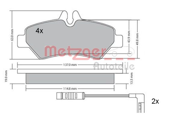 METZGER 1170037 Bremsbelagsatz, Scheibenbremse
