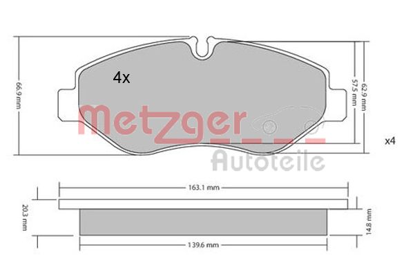 METZGER 1170040 GREENPARTS Bremsbelagsatz, Scheibenbremse