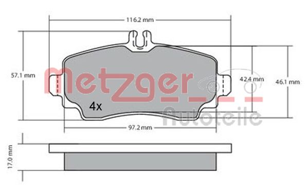 METZGER 1170041 Bremsbelagsatz, Scheibenbremse