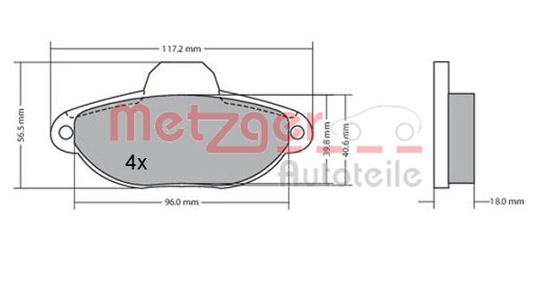 METZGER 1170044 Bremsbelagsatz, Scheibenbremse