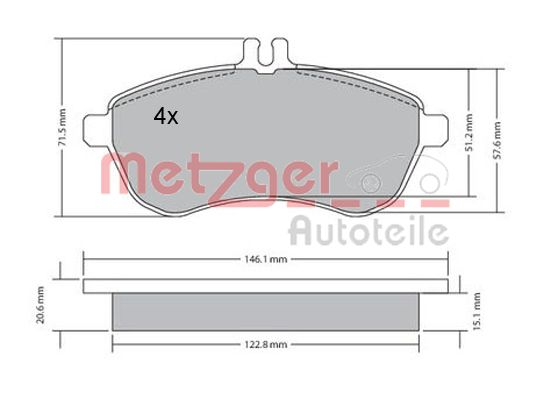 METZGER 1170046 Bremsbelagsatz, Scheibenbremse