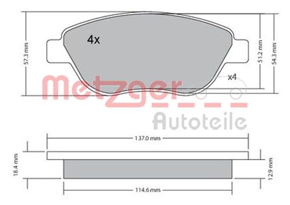 METZGER 1170048 Bremsbelagsatz, Scheibenbremse