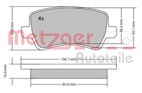 METZGER 1170056 GREENPARTS Bremsbelagsatz, Scheibenbremse