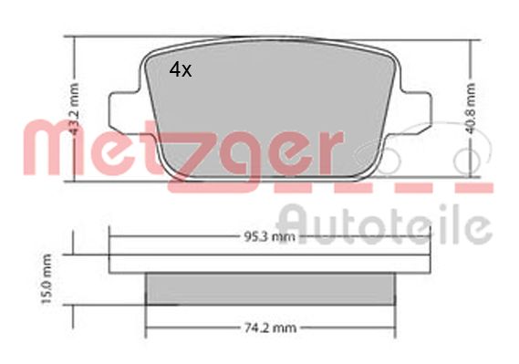 METZGER 1170058 Bremsbelagsatz, Scheibenbremse