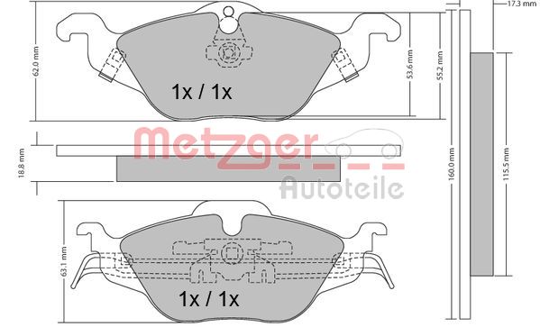METZGER 1170063 Bremsbelagsatz, Scheibenbremse