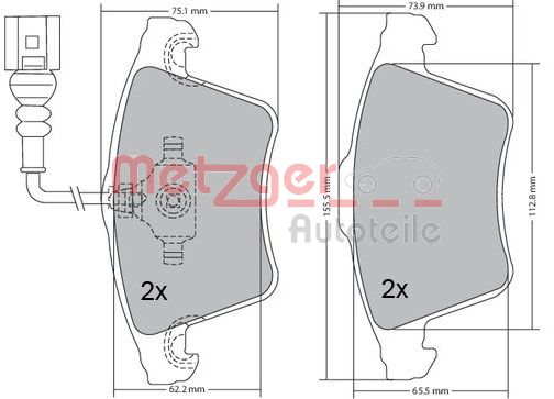 METZGER 1170068 Bremsbelagsatz, Scheibenbremse