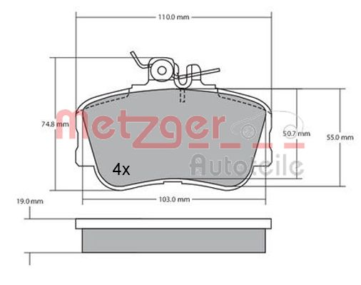 METZGER 1170069 Bremsbelagsatz, Scheibenbremse