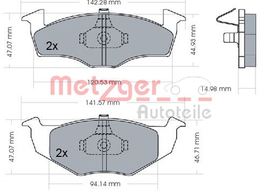 METZGER 1170072 Bremsbelagsatz, Scheibenbremse