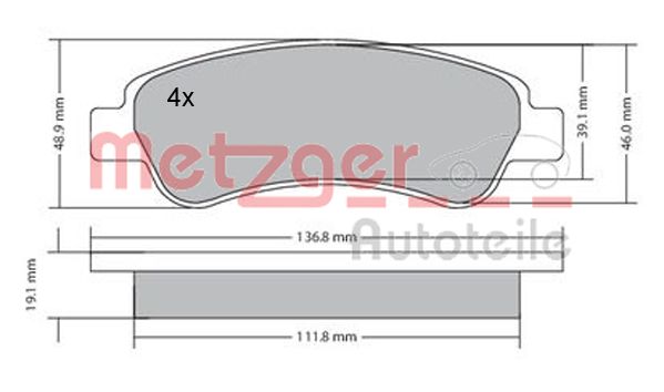 METZGER 1170085 Bremsbelagsatz, Scheibenbremse