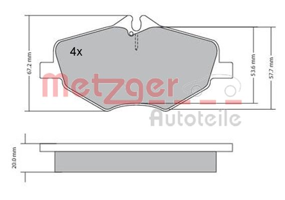METZGER 1170087 Bremsbelagsatz, Scheibenbremse