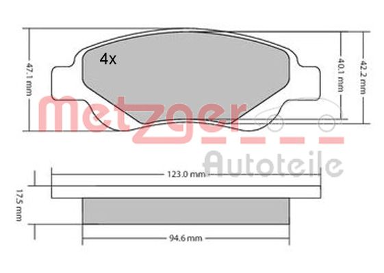 METZGER 1170089 Bremsbelagsatz, Scheibenbremse