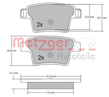 METZGER 1170092 Bremsbelagsatz, Scheibenbremse