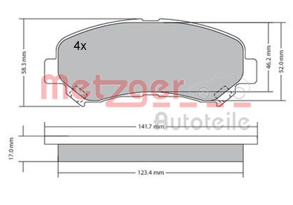 METZGER 1170093 Bremsbelagsatz, Scheibenbremse