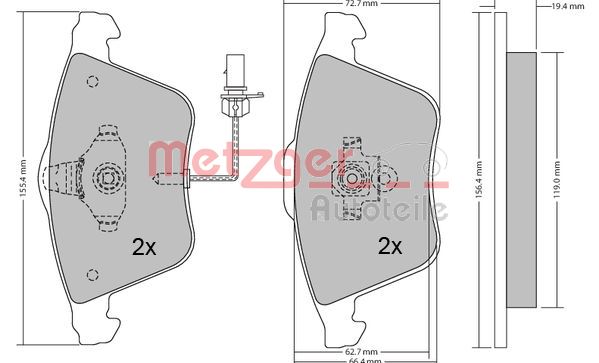 METZGER 1170099 Bremsbelagsatz, Scheibenbremse