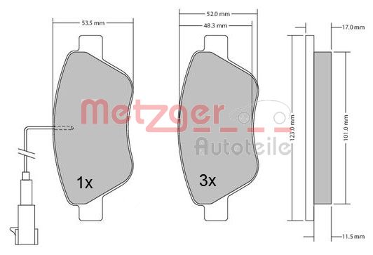 METZGER 1170102 Bremsbelagsatz, Scheibenbremse