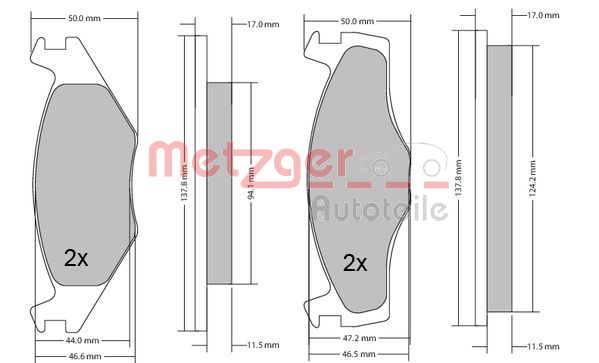 METZGER 1170103 Bremsbelagsatz, Scheibenbremse