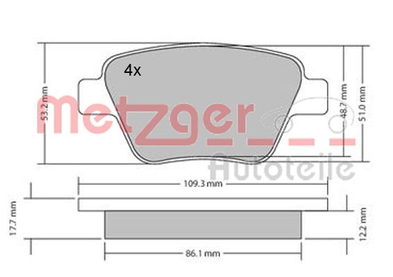 METZGER 1170106 GREENPARTS Bremsbelagsatz, Scheibenbremse