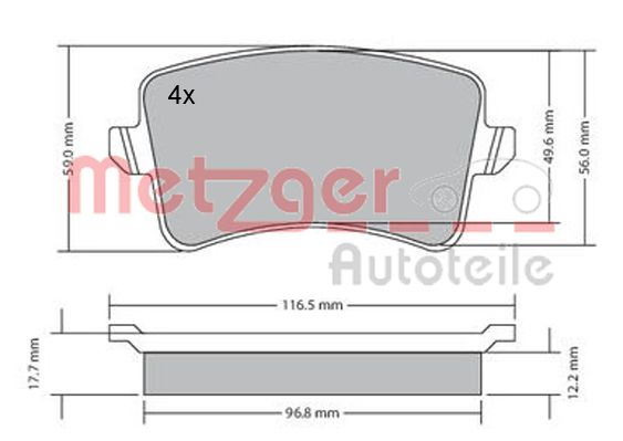METZGER 1170113 GREENPARTS Bremsbelagsatz, Scheibenbremse