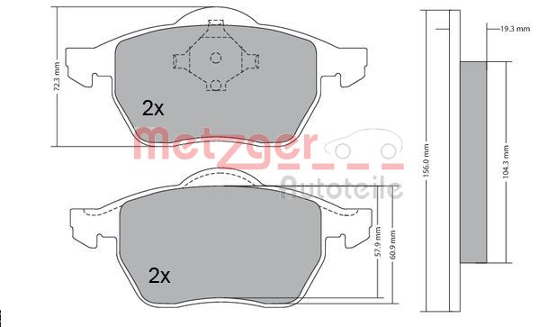 METZGER 1170114 Bremsbelagsatz, Scheibenbremse