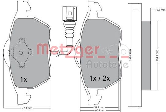 METZGER 1170122 Bremsbelagsatz, Scheibenbremse