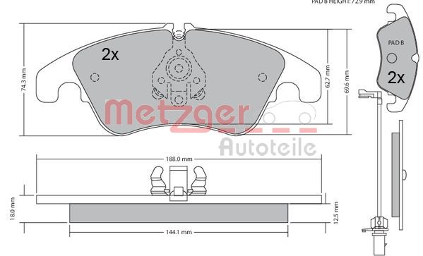 METZGER 1170127 GREENPARTS Bremsbelagsatz, Scheibenbremse