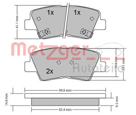 METZGER 1170134 GREENPARTS Bremsbelagsatz, Scheibenbremse