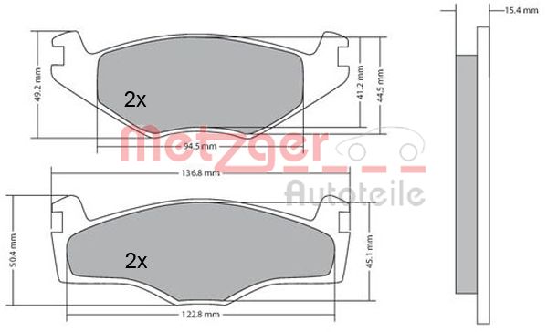 METZGER 1170136 Bremsbelagsatz, Scheibenbremse